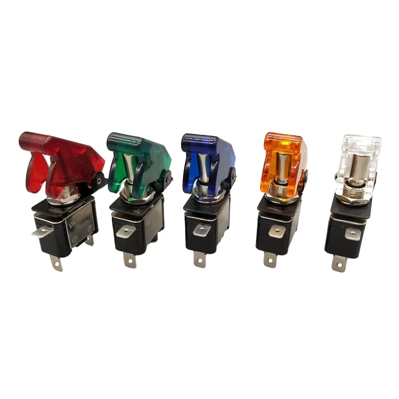 

Auto Car Boat Truck Illuminated Led Toggle Switch with Safety Aircraft Flip Up Cover Guard Red Blue Green Yellow White 12V20A