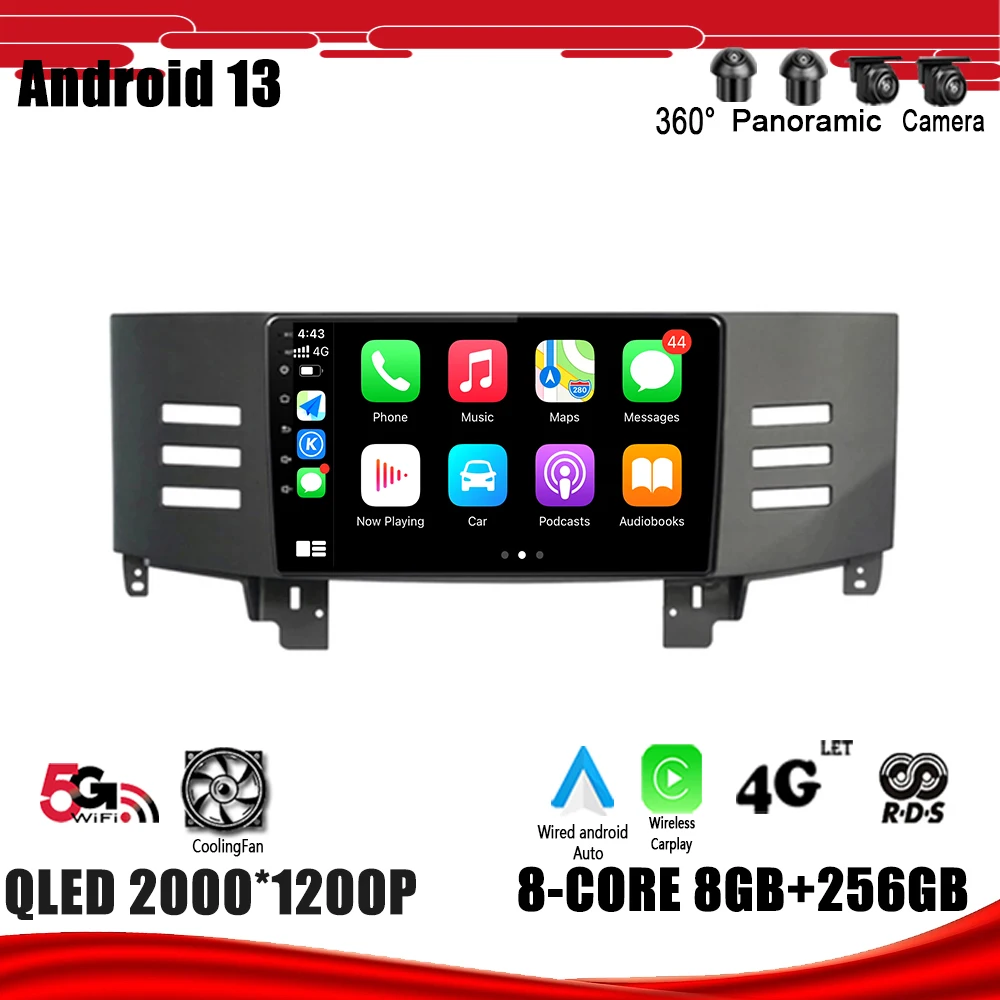 

Car Radio Multimedia Player Navigation GPS DSP Carplay WIFI For Toyota Reiz Mark X 2005 2006 - 2009 Android 13