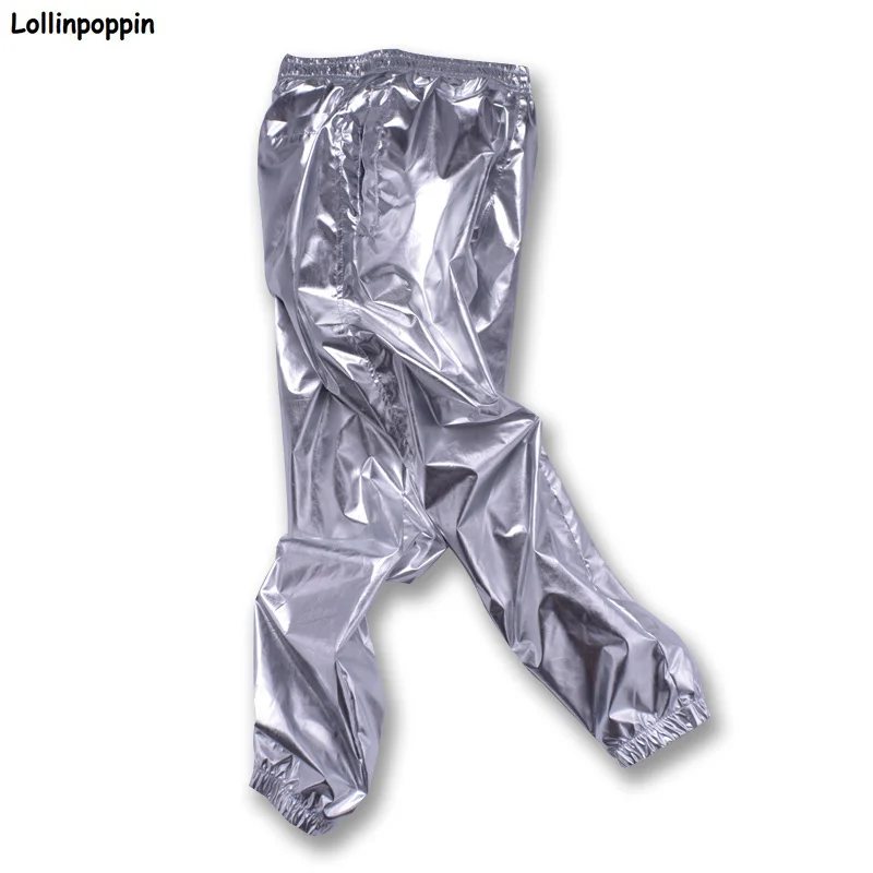 

ip op Men Siny Silver Street Dance Pants Mens Joer Pants Elastic Waist ipop Dancin Trousers Streetwear