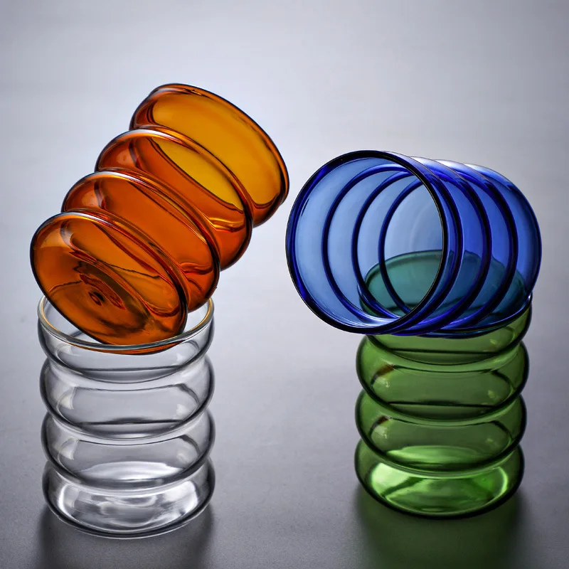 

Gao Peng Glass Cup Heat and Cold Resistance 300ml Juice Cup Caterpillar Coffee Mug Colorful Water Cups Home Decor Tearoom Mugs