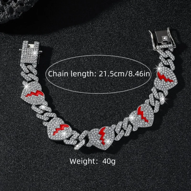 Кубинский браслет в стиле хип-хоп для мужчин и женщин из сплава с бриллиантовыми