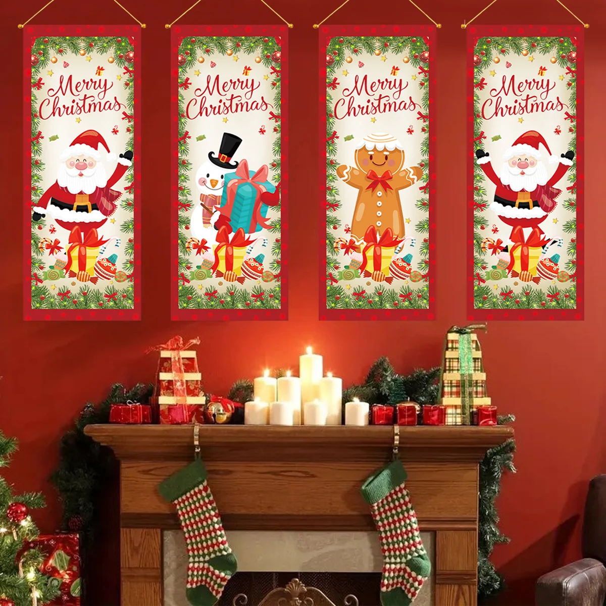 Рождественский флаг Санта Клауса Рождество подвесное украшение баннер для дома