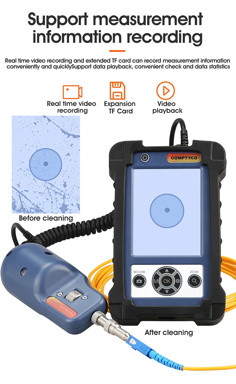 

AUA-400 Fiber Optic Inspection Microscope Probe Support UPC and APC with 3.5 inch Display Screen Monitor FTTH