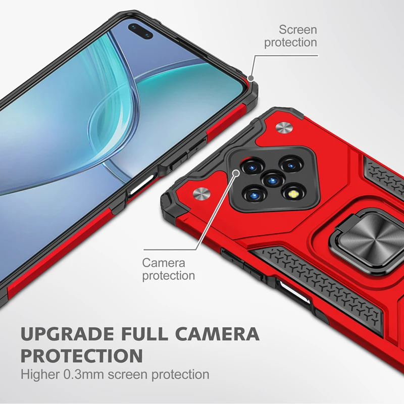 shockproof armor phone case for infinix smart 4 note7 lite anti fall car holder ring protective cover for hot 9 10 play zero8 free global shipping