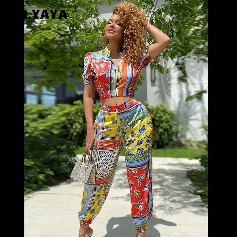 Женский комплект из двух предметов CM.YAYA элегантный цветочный костюм с принтом