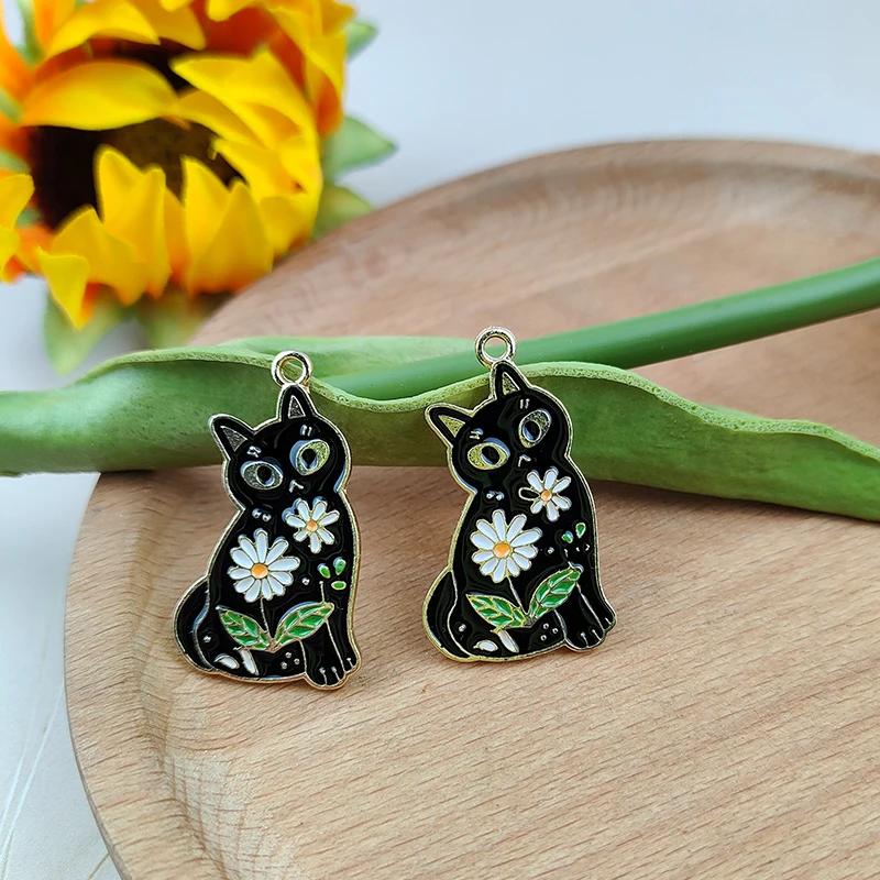 Металлические эмалевые Подвески ApeUr в виде цветка 10 дюймов кошки милая Подвеска