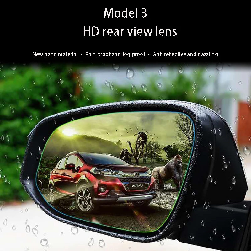 

2Pcs Car Wide Angle Mirror For Tesla Model 3/Y Heat Waterproof Anti Glare Large Vision Rearview Mirror Lens Car Accessories