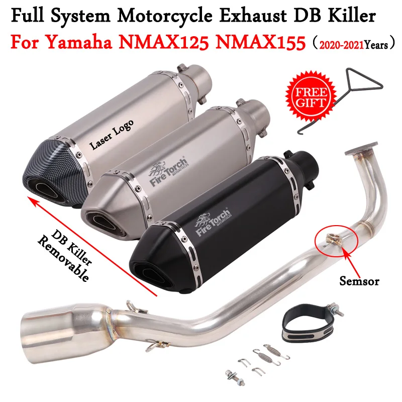 

For Yamaha NMAX125 NMAX155 NMAX 125 155 20－21 Full System Motorcycle Exhaust Escape Front Mid Link Pipe Moto Muffler DB Killer