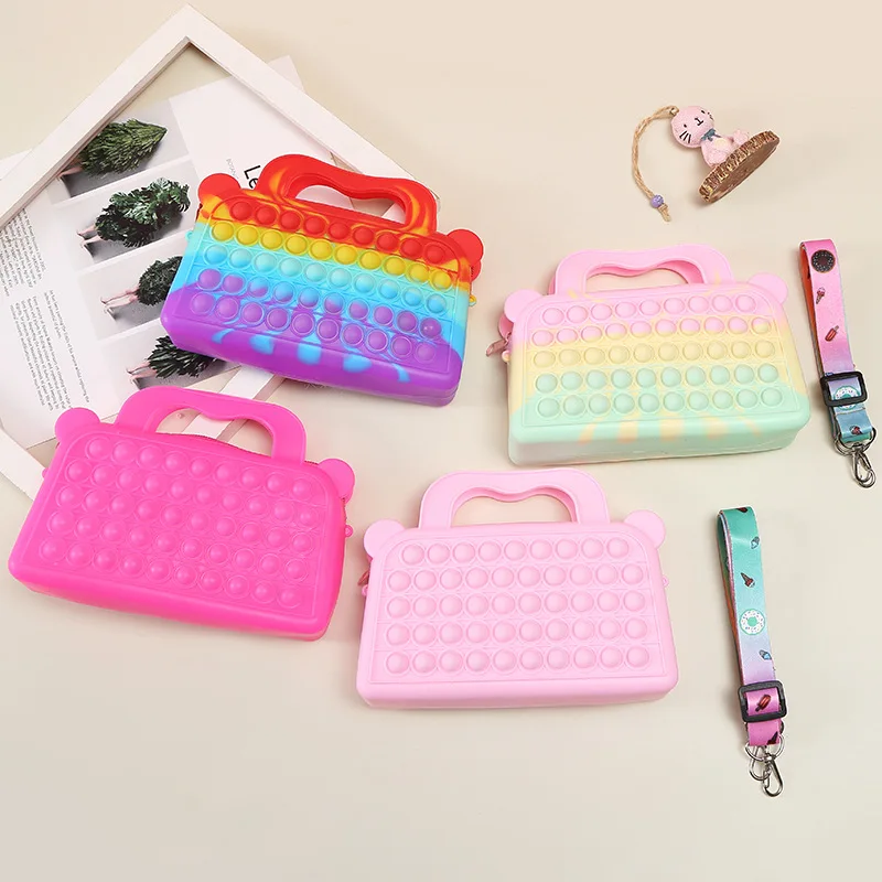 

Pops Handbag Kawaii Fidget Toys Shoulder Bag Press Bubble Anti-Stress Relieve Decompression Squishy Sensory Squeeze Toy for Kids