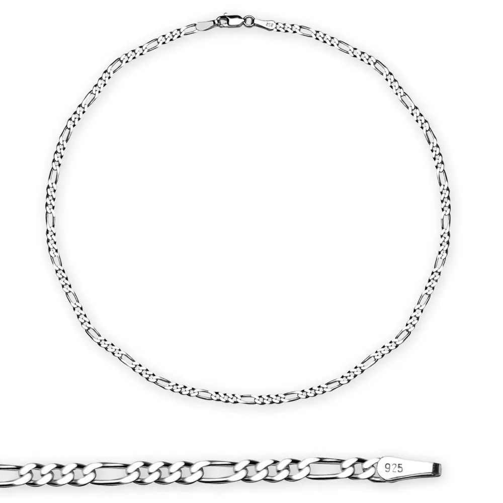 

925 sterling Silver 50 Cm 100 Micron Figaro Men 'S Chain Necklace