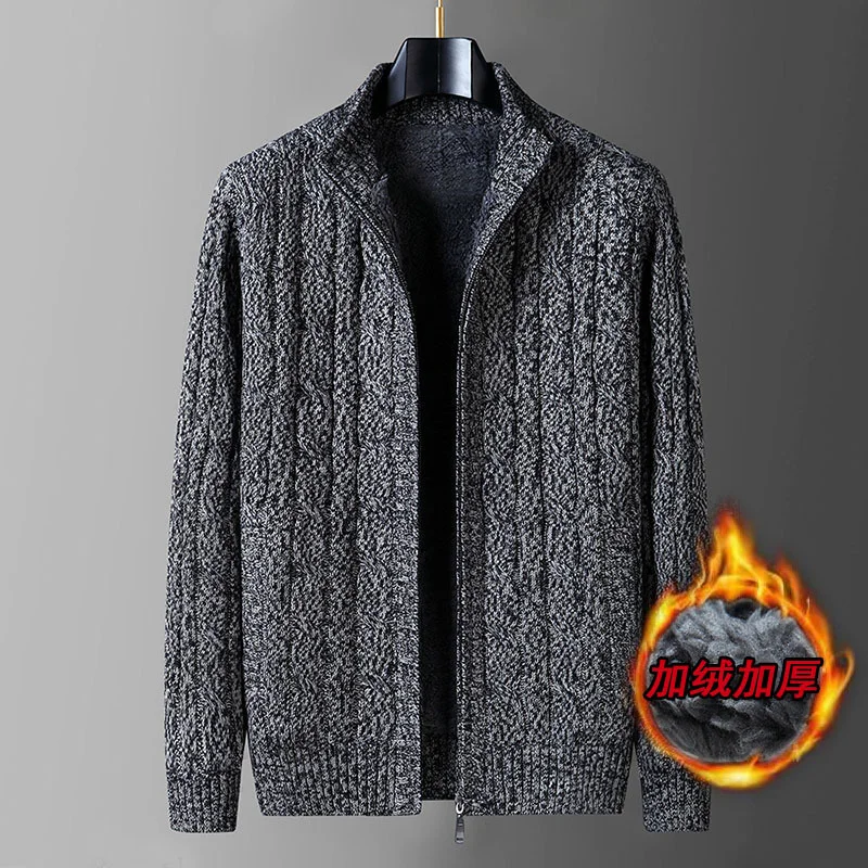 Cardigan New Arrival Fashion Winter Men's Plush Thickened Loose Oversize Warm Half High Neck Sweater Plus Size L-6XL 7XL