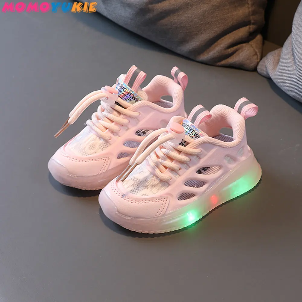

2022 Fashion Light Up Shoes Autumn Winter Baby Shoes Breathable Openwork Children's Shoes Luminous Girls Kids Casual Sneakers