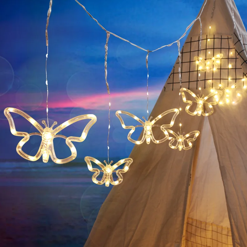 

Solar Outdoor Garden Decoration Butterfly Lamp LED Color Light USB Indoor Layout 5 Large 5 Small Butterflies Curtain Light