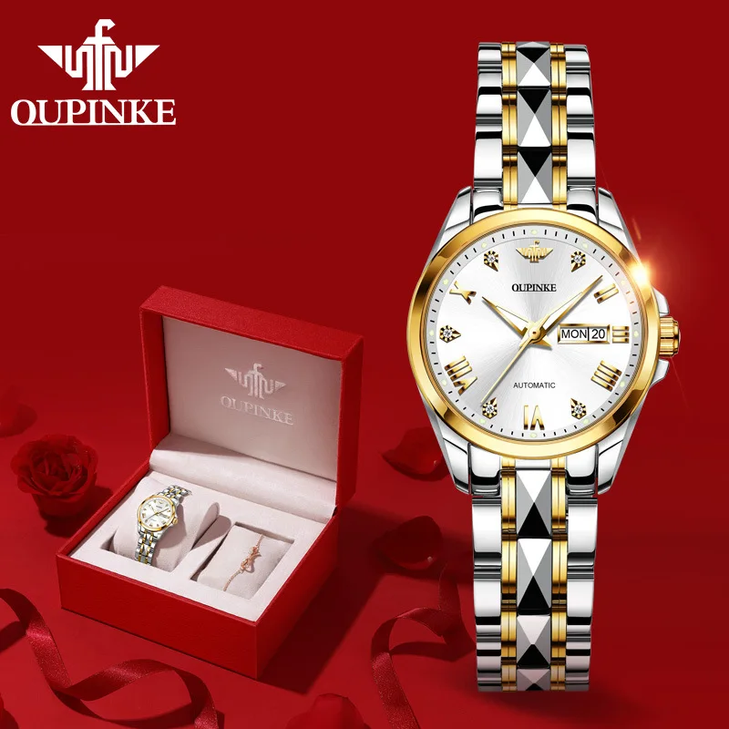 

OUPINKE 3171 Watch for Women Top Brands Automatic Tungsten steel Sapphire Waterproof Luxury Wristwatch Women's Mechanical Watch