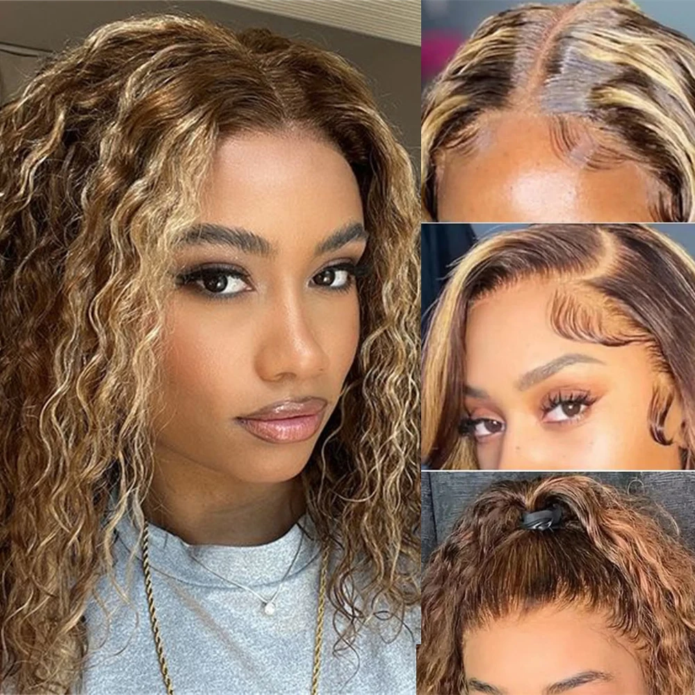 Волна воды Боб Кружевные парики 10-16 дюймов Remy Бразильские пучки человеческих