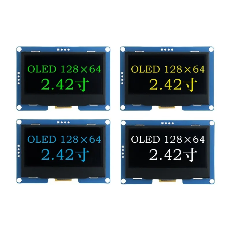 Фото 2,42-дюймовый OLED LCD-экран, 4-контактный монохромный экран IIC SSD1309, маленький экран, модуль дисплея 128x64 №3
