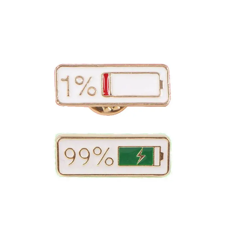 

2Pcs 1% 99% Electricity Quantity Brooch Childhood Laple Pin Lapel Pin Brooch Badge Enamel Pins Jewelry Badge Gift