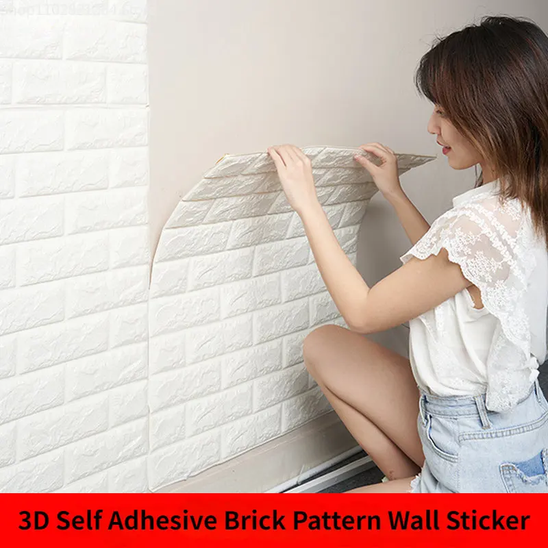 

77*70cm Self adhesive Waterproof TV Background Brick Wallpapers 3D Wall Sticker Living Room Wallpaper Mural Bedroom Decorative