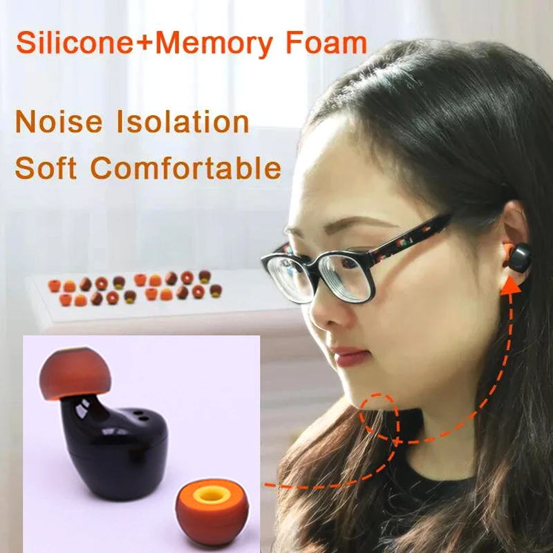 3 пары силиконовых насадок для ушей из пены с эффектом памяти сменные наушники TWS