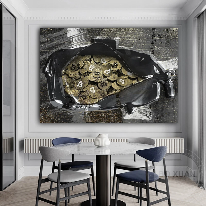 Постер и печать «Secure The Bag», версия биткоина, картина маслом, холст, настенное искусство для гостиной, Bedreoom, украшение для дома