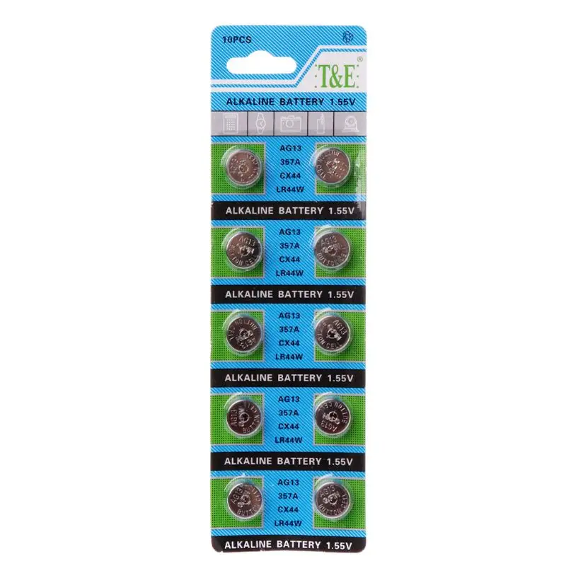 10pcs/lot 1.5V AG13 Battery LR44 A76 LR44 357A S76E Alkaline Button Cell Battery