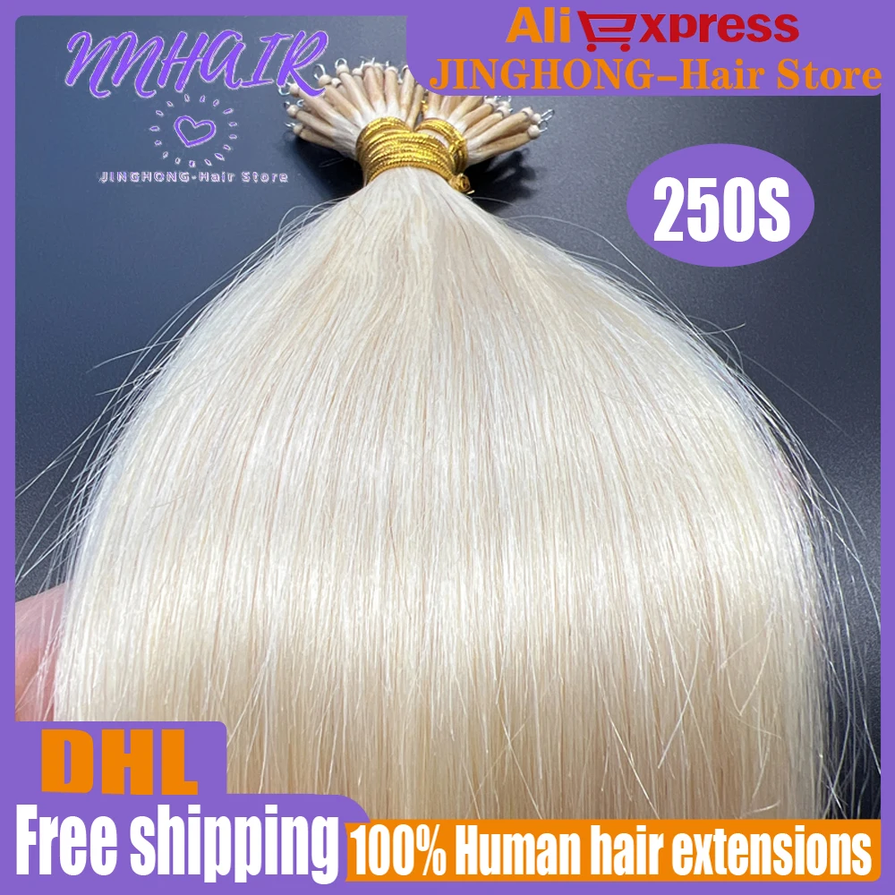 

NNHAIR 100% Human Hair Extensions Remy Hair Extensions Tip Nano Ring 20"-24" 1G/S 250S DHL Free Shipping