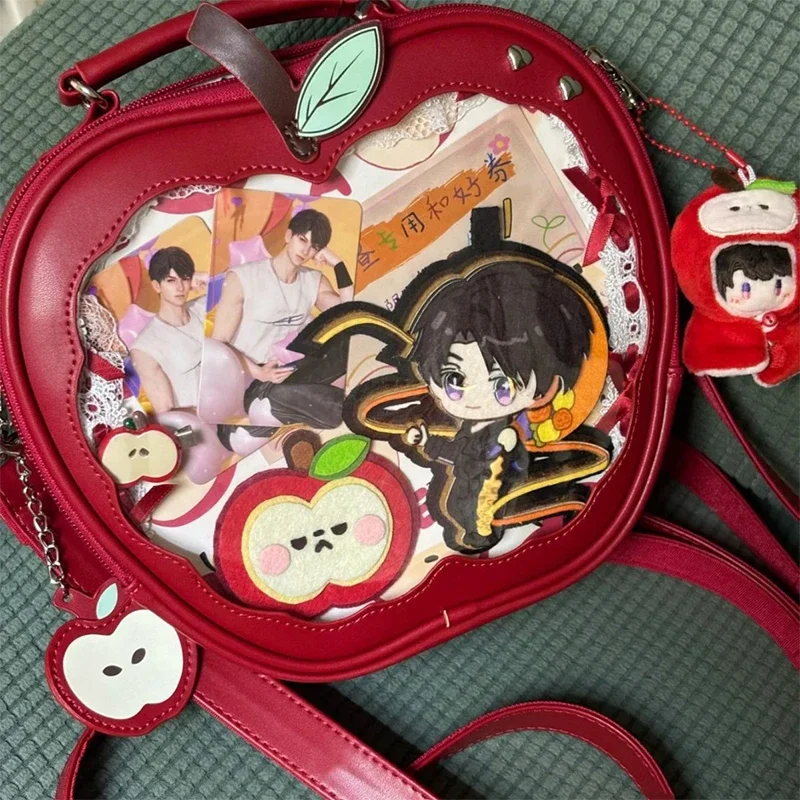Фото Креативная женская сумка-рюкзак Apple Ita Bag Original Cute Kawaii с пятиконечной звездой, уличная мода, сумка через плечо в стиле Харадзюку для девушек №1