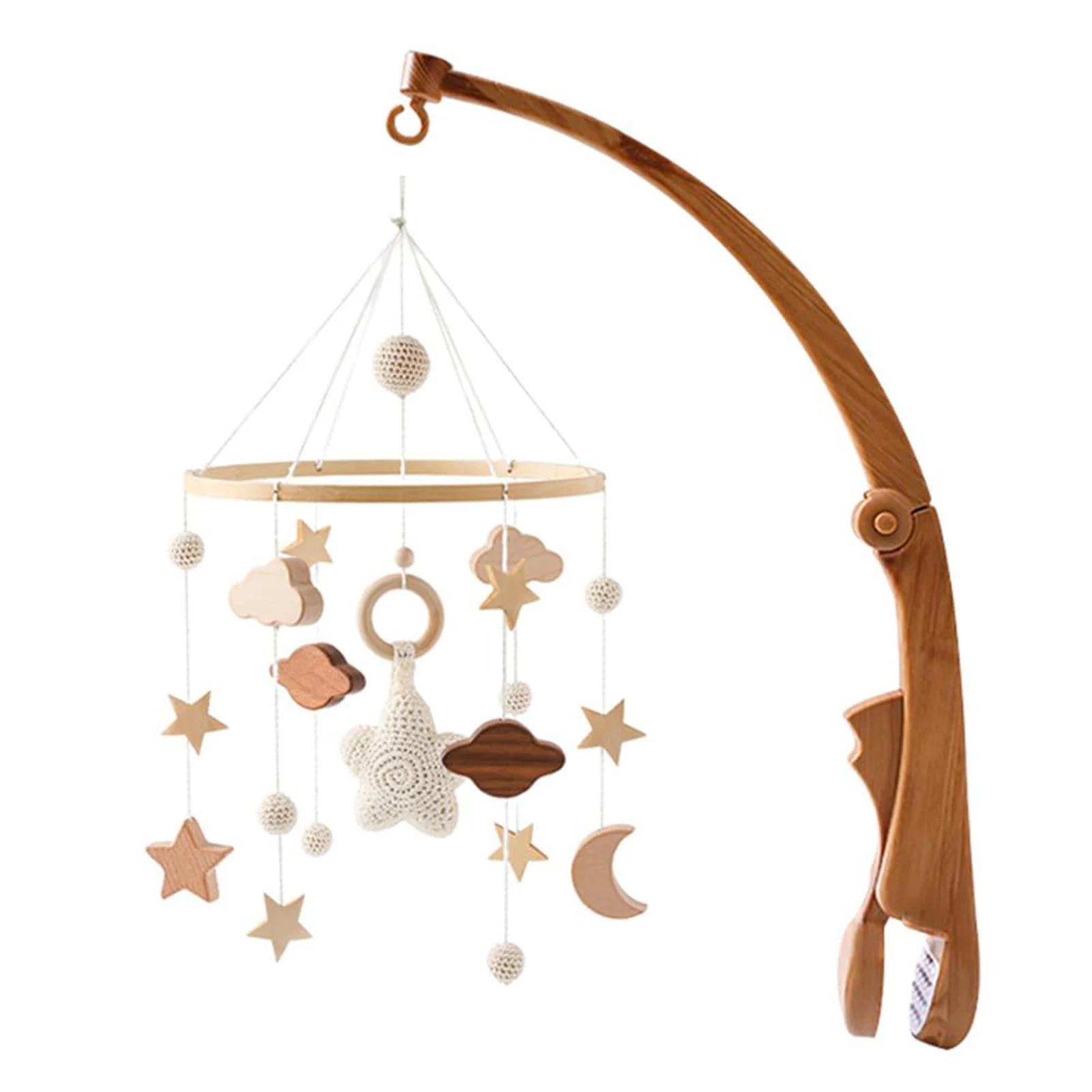 

Wooden Baby Bed Pendant Stars Moon Clouds Bed Bell Ornaments Suitable for Nursery Decor