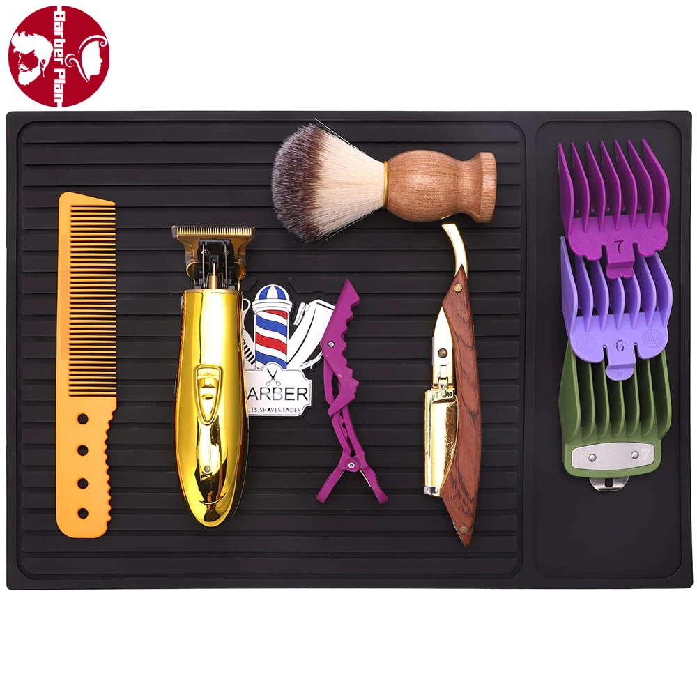 

PU Non-Slip Tray Hairdressing Antiskid Silicone Storage Pad Salon Table Mat Hairdresser Clipper Clip Scissors Comb Display Mat