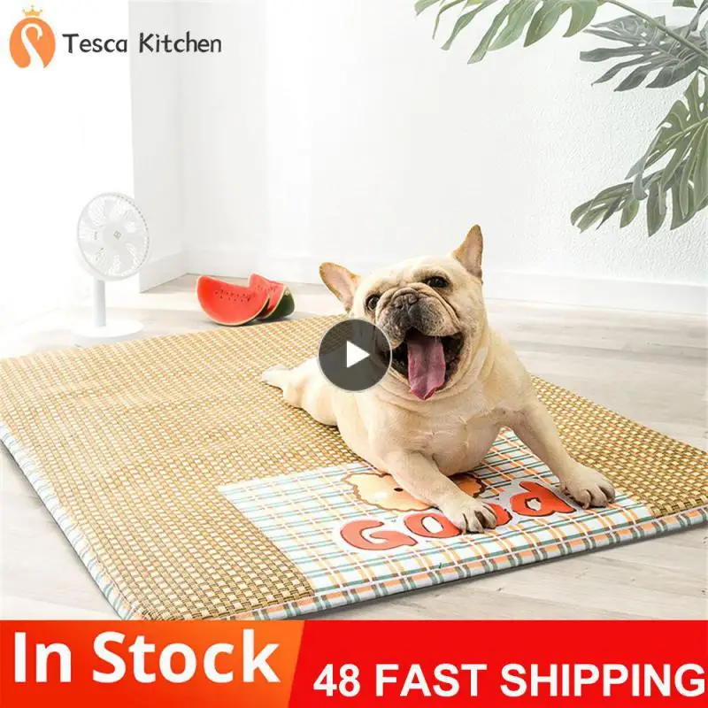 

Anti-skid Bamboo Fiber Dog Mat Wear-resistan Pet Mat Comfortable Pet Cooling Mat Pet Supplies Moisture-proof Breathable