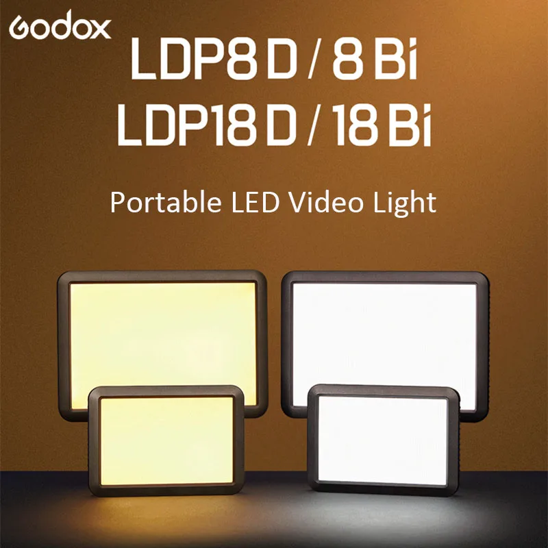 GODOX LDP18Bi/LDP18D LED Video Light 2800K-6500K Studio Photo Lamp Portable Camera Panel Light with OLED Display for Photograhy