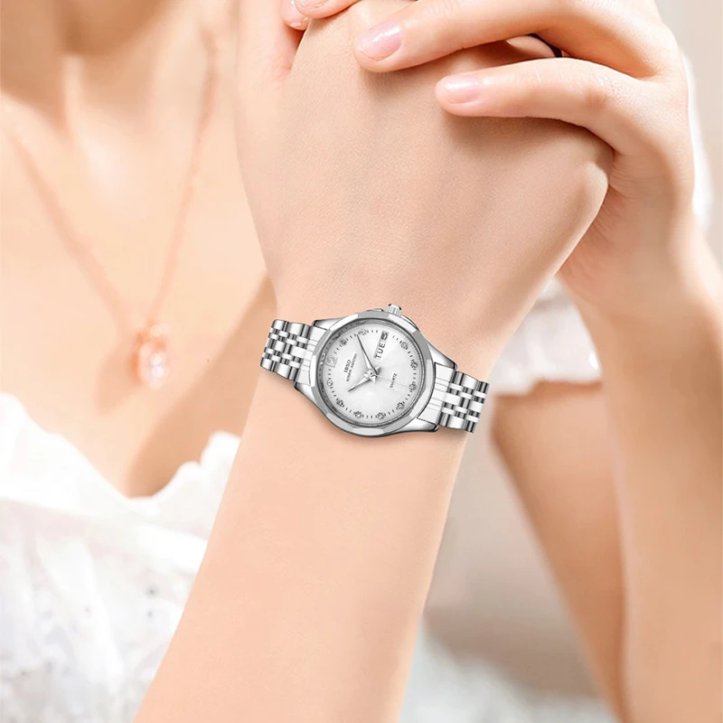 Luxury Brand Ladies Wristwatches Top Silver Steel Designer Quartz Wrist Clock Female Original Waterproof Elegant Watches Women