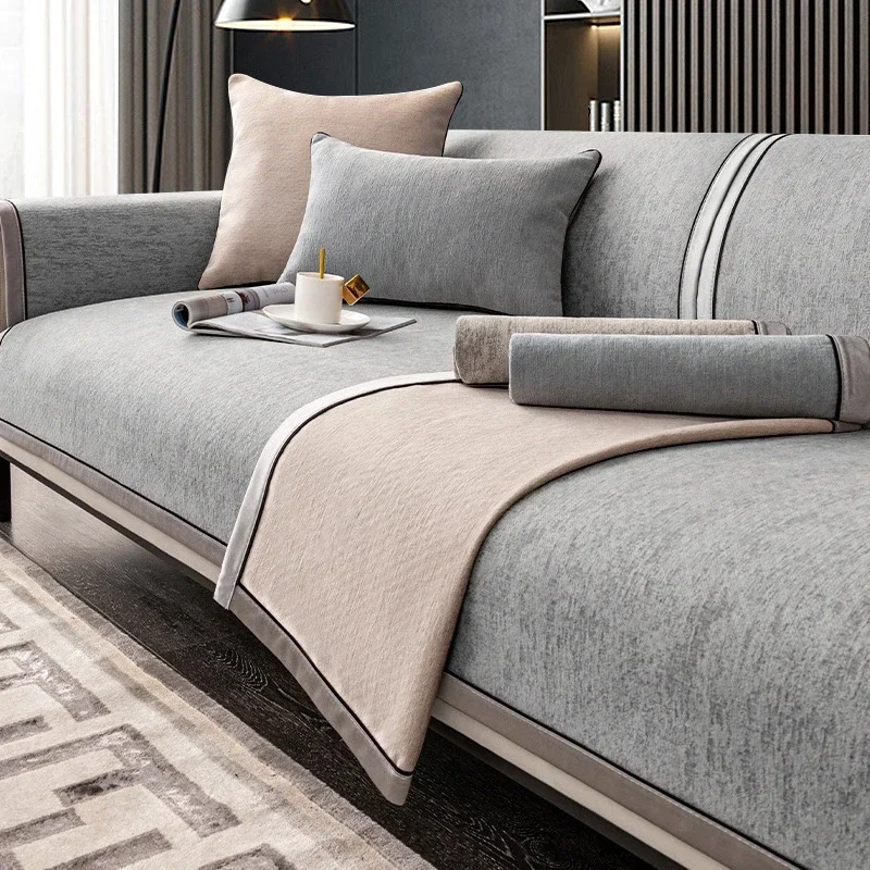 

Роскошная синельная подушка для дивана, Всесезонная универсальная Нескользящая подушка, Современный Высококачественный чехол для дивана, тканевое полотенце для спинки
