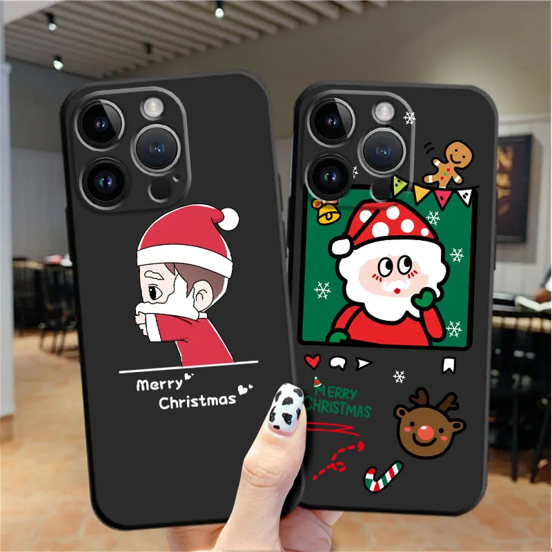 

Case Funda for iPhone 11 12 13 14 Pro Max 7 8 Plus XS XR 11pro 6S i13 Thin Print Soft Phone Happy Xmas Christmas New Year