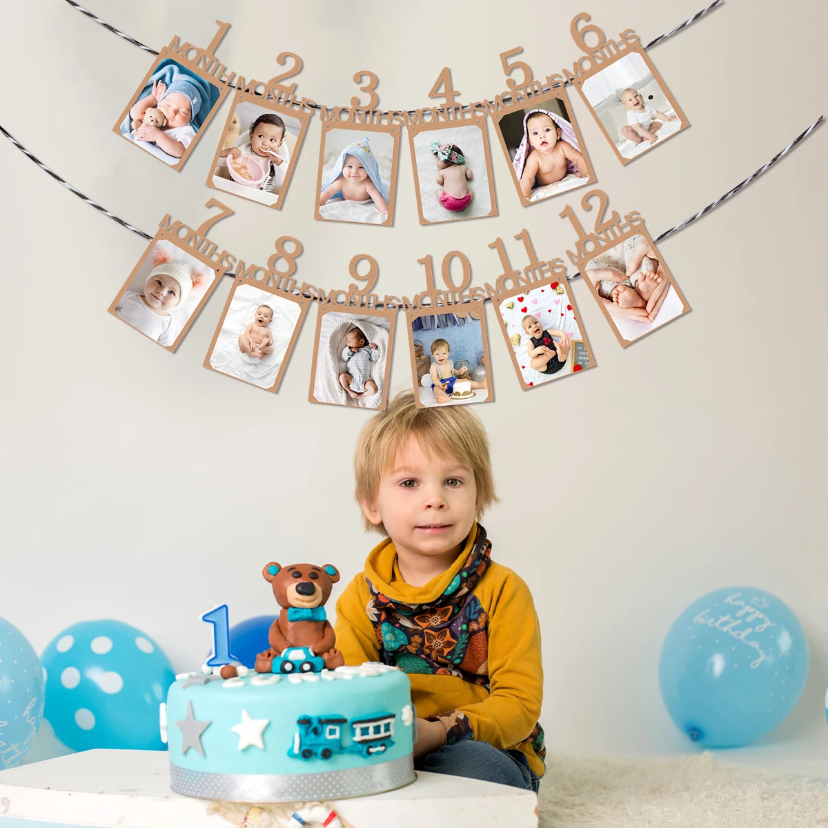 Фоторамка для первого дня рождения ребенка баннер из крафтовой бумаги фото