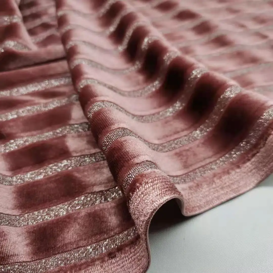 

Shimmer Velvet Fabric Cloth Silky Stripe For Dress Clothes Luxury Soft