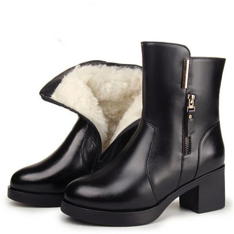 

2022 New Classic Top All Leather Boots Warm Boots Fur All Wool Snow Boots Warm Winter Boots High-heeled Shoes