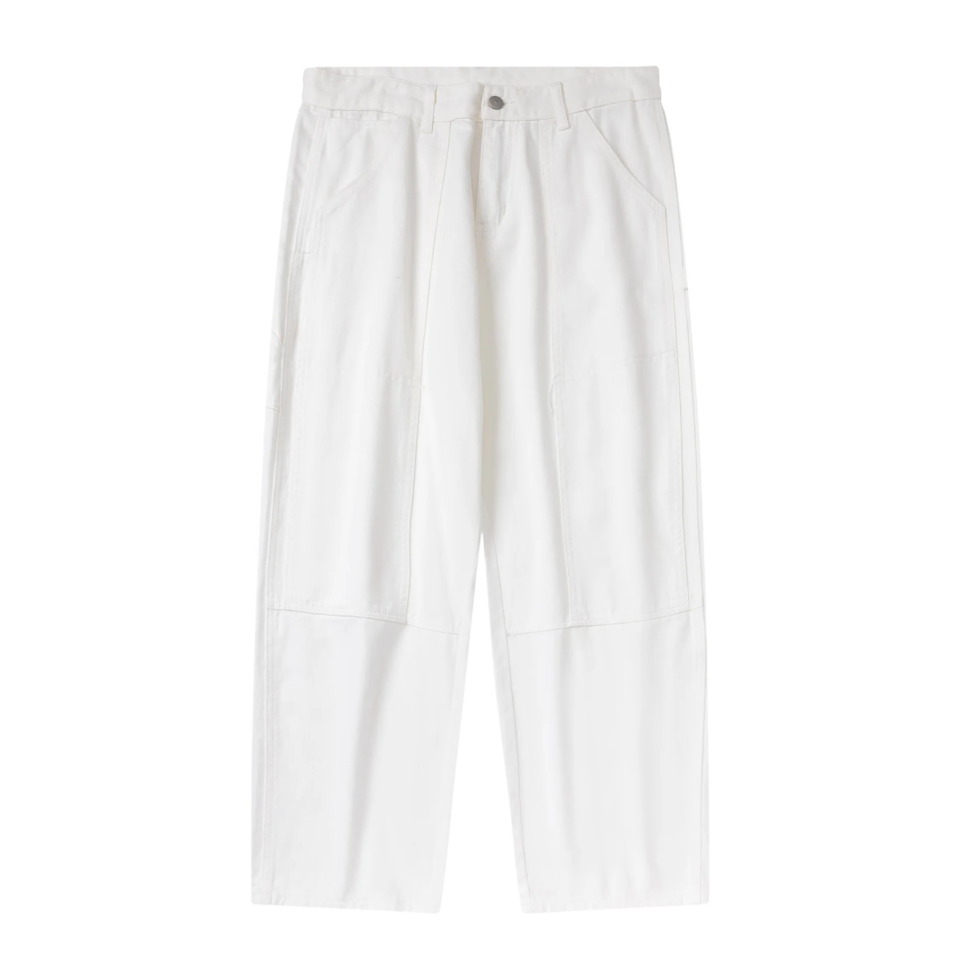 2023 Spring/Summer New Loose Japanese Casual Straight Leg Pants White Pure Cotton Draping Basic Fashionable Versatile Jeans