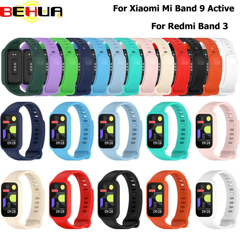 Фото Ремешок BEHUA для Xiaomi Mi Band 9 Active, силиконовый сменный браслет для Redmi Band 3, умный браслет-ремешок №3