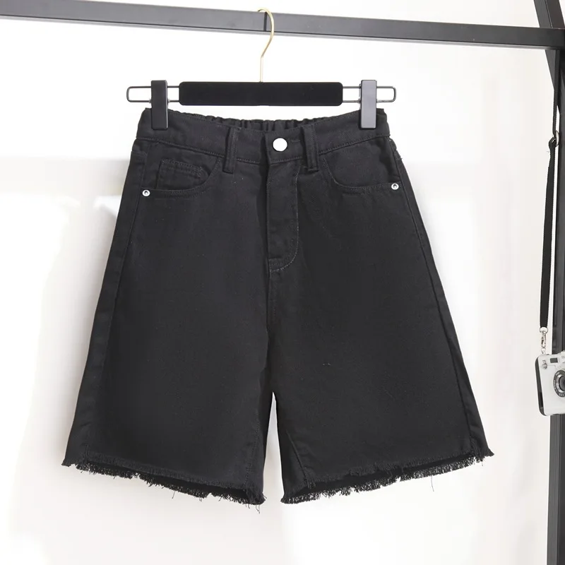 

Shorts Women Black Straight Trousers Fur-lined Half Zippers Fly Denim Bottom Harajuku Pocket-shorts Streetwear Stretchy Mujer BF