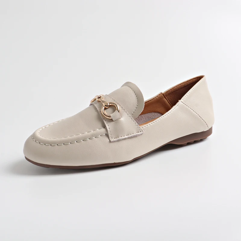 Весенне-летние женские туфли на плоской светильник шве из натуральной кожи |