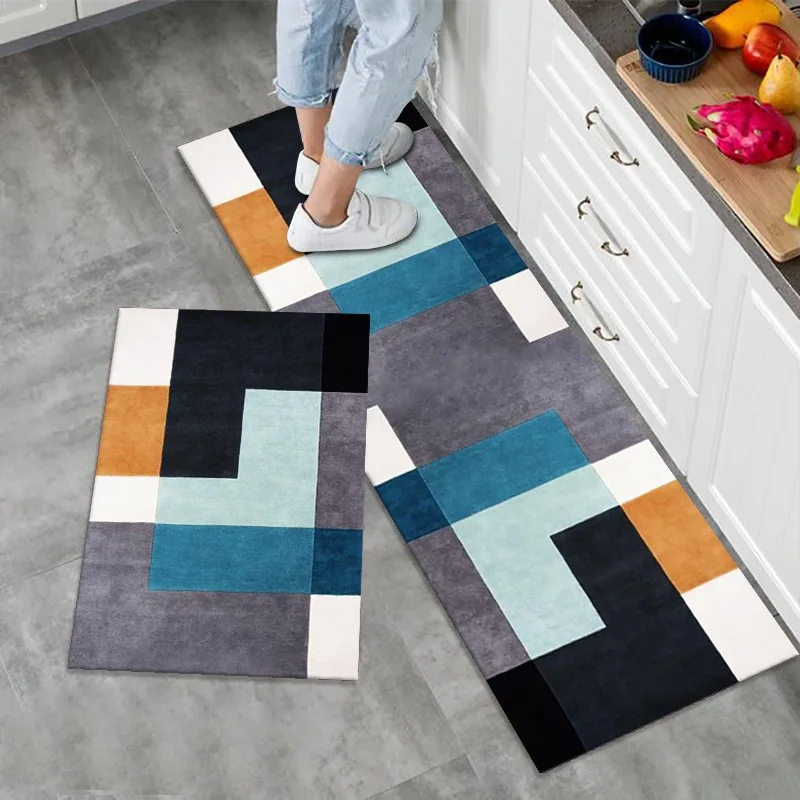 

New Hot Sale Kitchen Floor Mat Tableware Pattern Entrance Doormat Bathroom Door Floormat Parlor Anti-slip Antifouling Long Rugs
