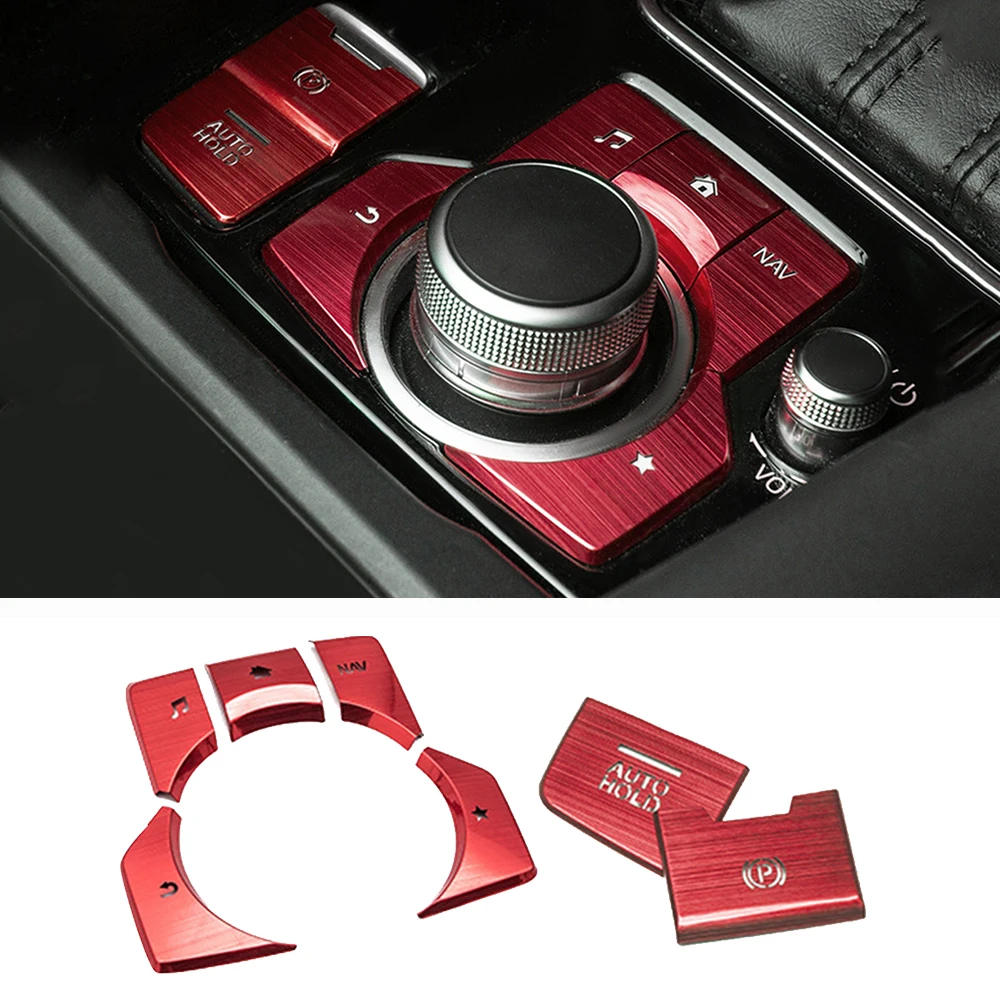 

7Pcs Set Gear Button Center Console Frame Cover Red inner Decoration For Mazda CX3 CX-4 CX-5 2019 Exterior Accessories