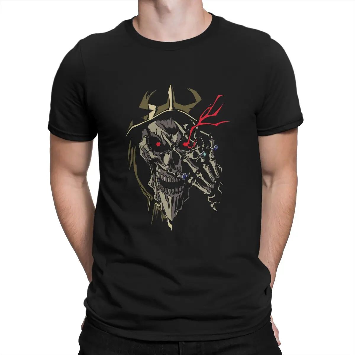 

Men's Classic T Shirts Overlord Ainz Ooal Gown Anime Cotton Tops Funny Short Sleeve Crew Neck Tee Shirt 4XL 5XL T-Shirt