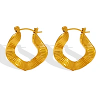 irregular wavy shaped earring for women with unique titanium steel plated with 18k gold jewelry