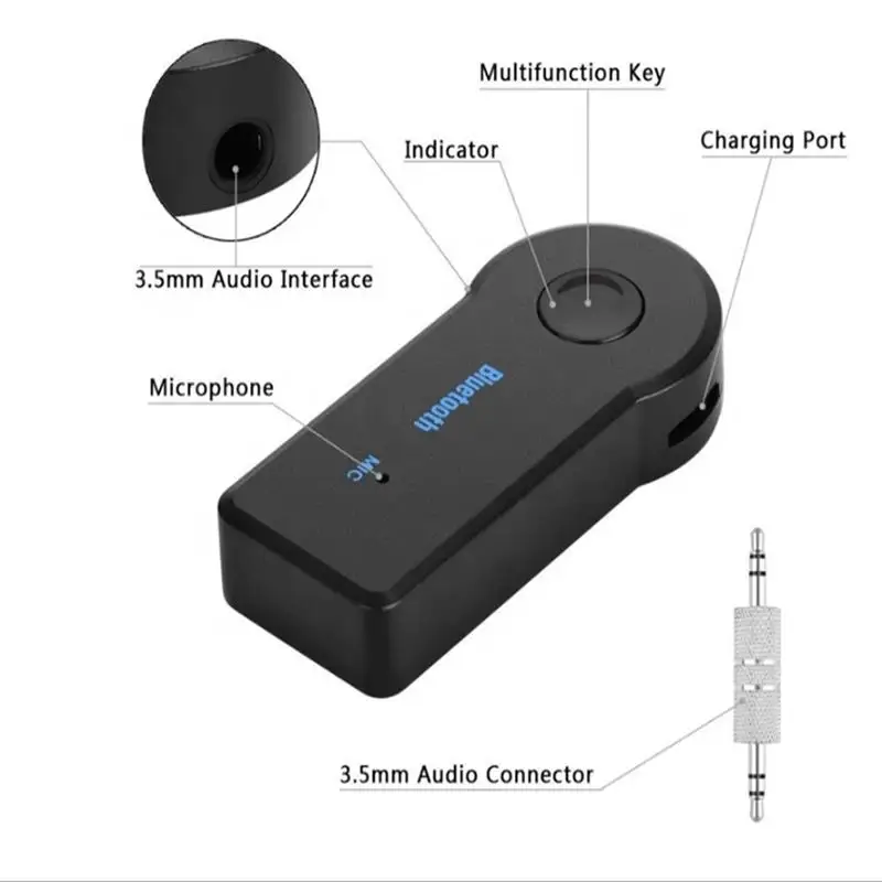 PIXLINKUSB 3.5mm Car Blue tooth Music Receiver Speaker Audio Transmitter (hands-free) V3.0+EDR Big Package PIXLINK LV-B01