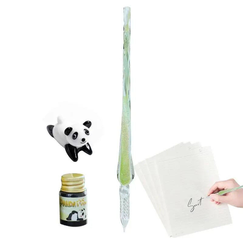 

Glass Dip Pen Calligraphy Pen Set Bamboo Panda Glass Dip Pen And Ink Gift Set Signature Dipped Pen For Artist Women Men Teens