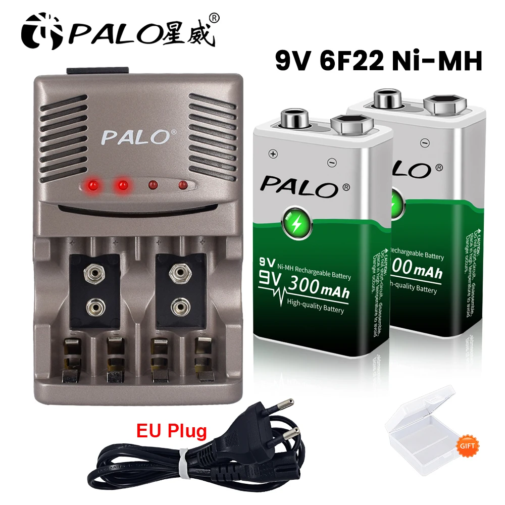 PALO 2-6 шт. 9 в Ni-MH перезаряжаемая батарея 6F22 300 мАч В аккумуляторы со стандартным