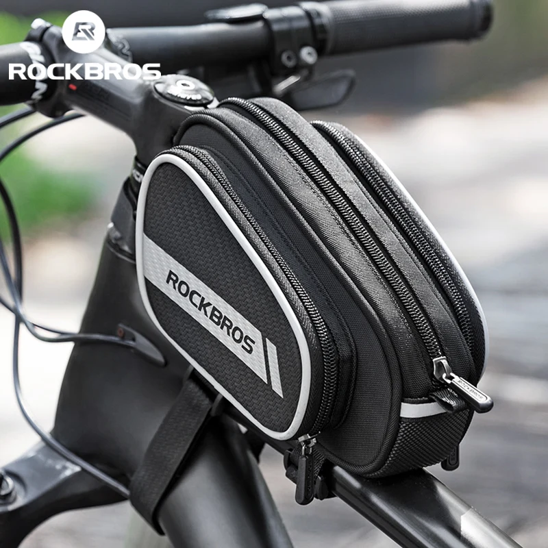 

ROCKBROS Bike Top Tube Bag Reflective Strip Scalable Big Capacity MTB Bicycle Saddle Bag Bike Front Bag 1.8L Bike Accessories