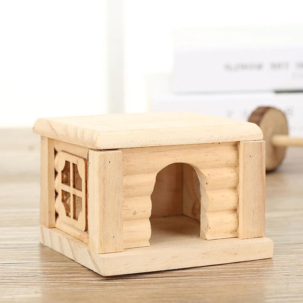 

Natural Cabin Hamster House Adorable Hut Creative Hamster Cabin Eco-friendly Rat Room with Flat